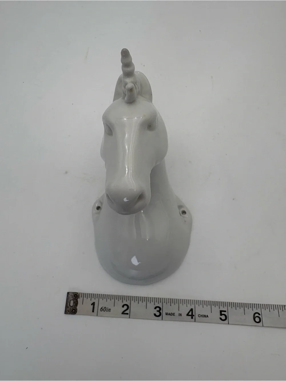 White Glazed Ceramic Unicorn Hook